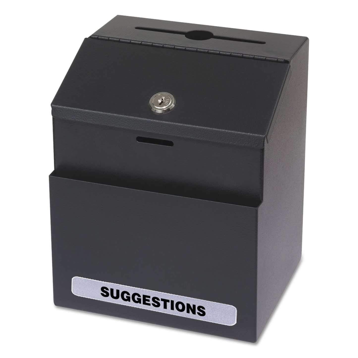 Safco Steel Suggestion/Key Drop Box with Locking Top, 7 x 6 x 8.5, Black Powder Coat Finish (4232BL)