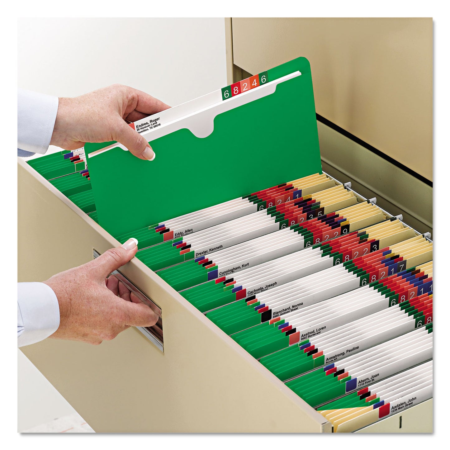 Smead Colored File Jackets with Reinforced Double-Ply Tab, Straight Tab, Letter Size, Green, 100/Box (75503)