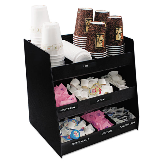 Vertiflex Vertical Condiment Organizer, 9 Compartments, 14.5 x 11.75 x 15, Black (VFC1515)