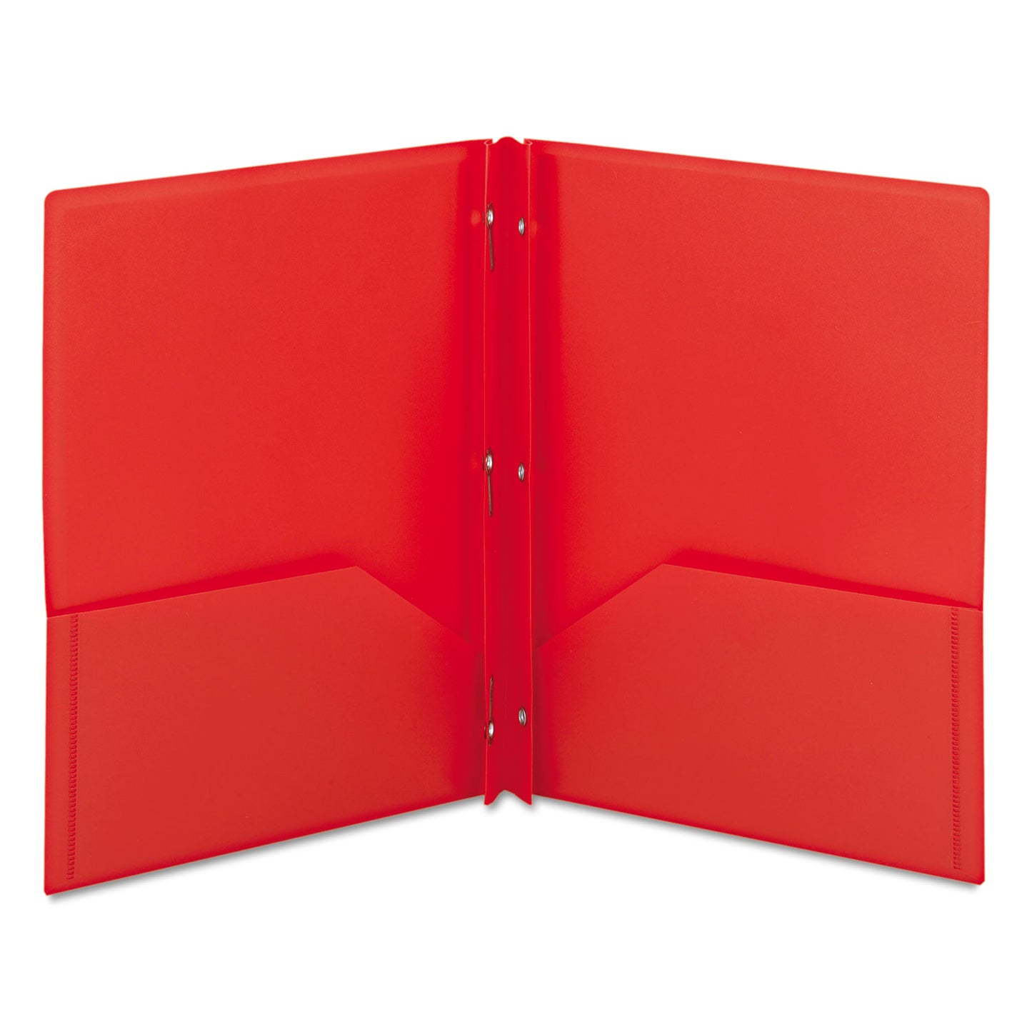 Smead Poly Two-Pocket Folder with Fasteners, 180-Sheet Capacity, 11 x 8.5, Red, 25/Box (87727)