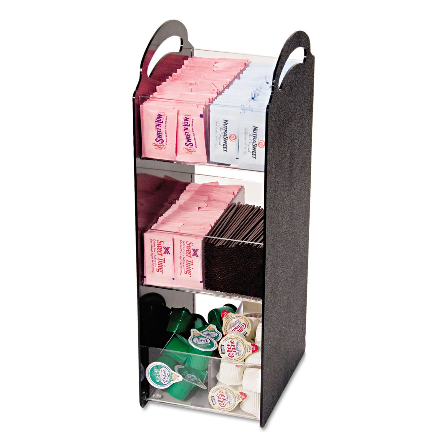 Vertiflex Compact Condiment Organizer, 6 Compartments, 6.13 x 8 x 18, Black (VFCT18)