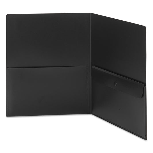 Smead Poly Two-Pocket Folder with Snap Closure Security Pocket, 100-Sheet Capacity, 11 x 8.5, Black, 5/Pack (87700)