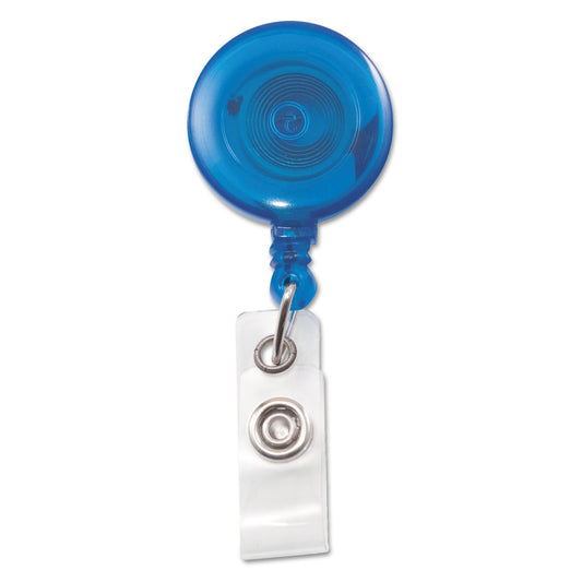 Advantus Translucent Retractable ID Card Reel, 30" Extension, Blue, 12/Pack (75472)