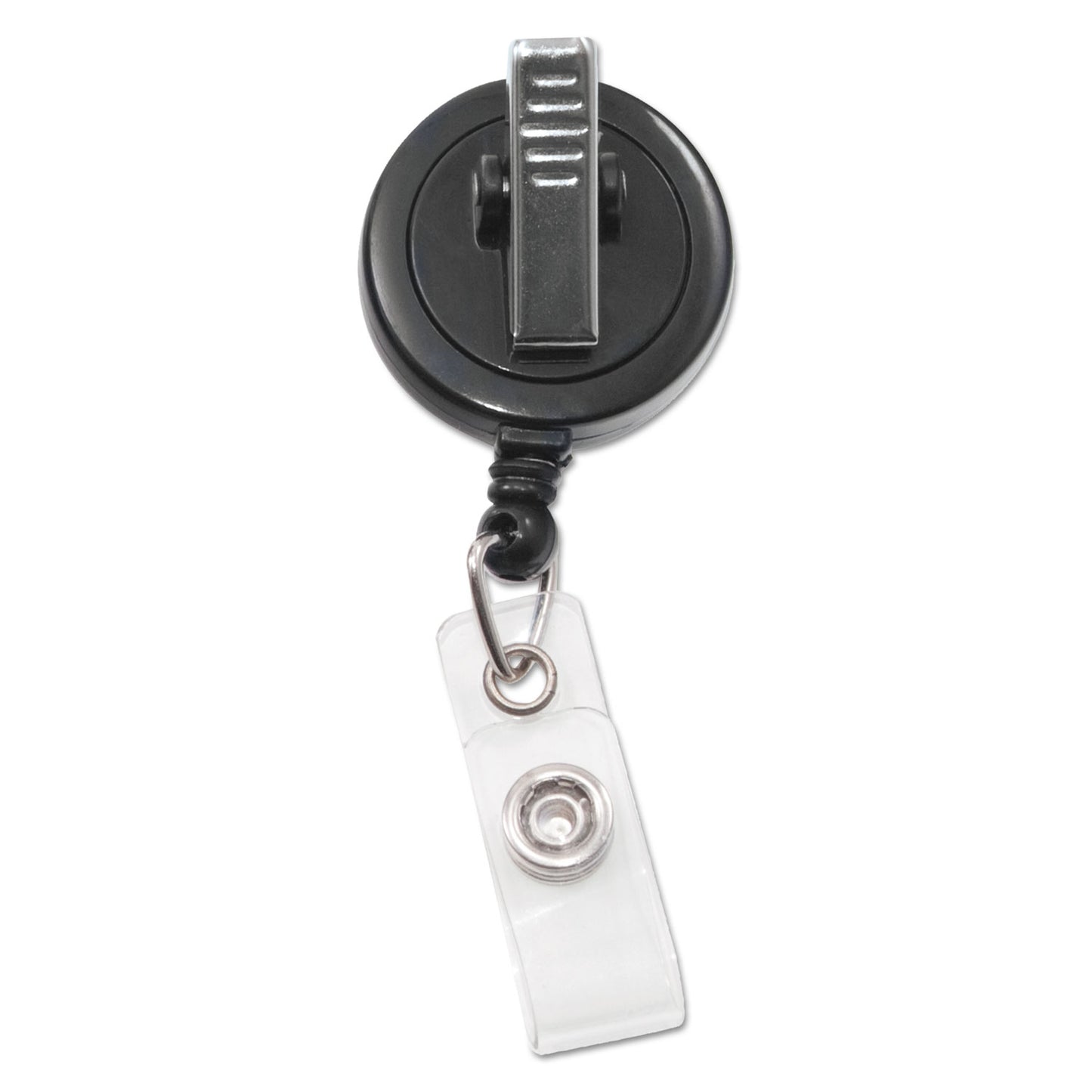 Advantus Swivel-Back Retractable ID Card Reel, 30" Extension, Black, 12/Pack (75548)