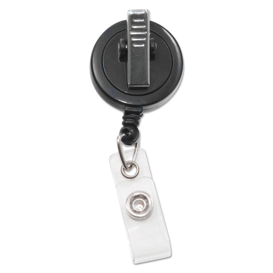 Advantus Swivel-Back Retractable ID Card Reel, 30" Extension, Black, 12/Pack (75548)