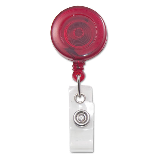Advantus Translucent Retractable ID Card Reel, 30" Extension, Red, 12/Pack (75471)