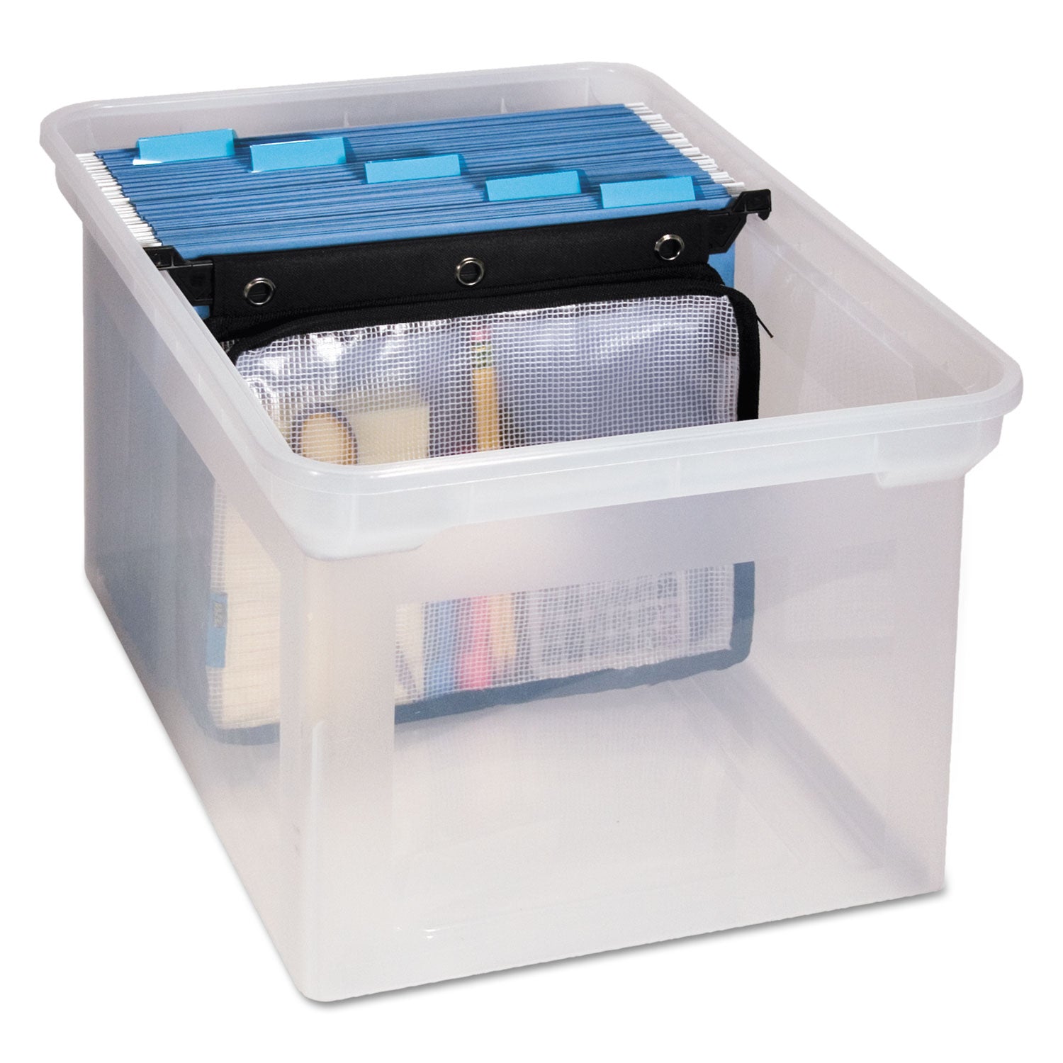 Advantus Expanding Zipper Pouch, 13 x 9.25, Black/Clear (50904)