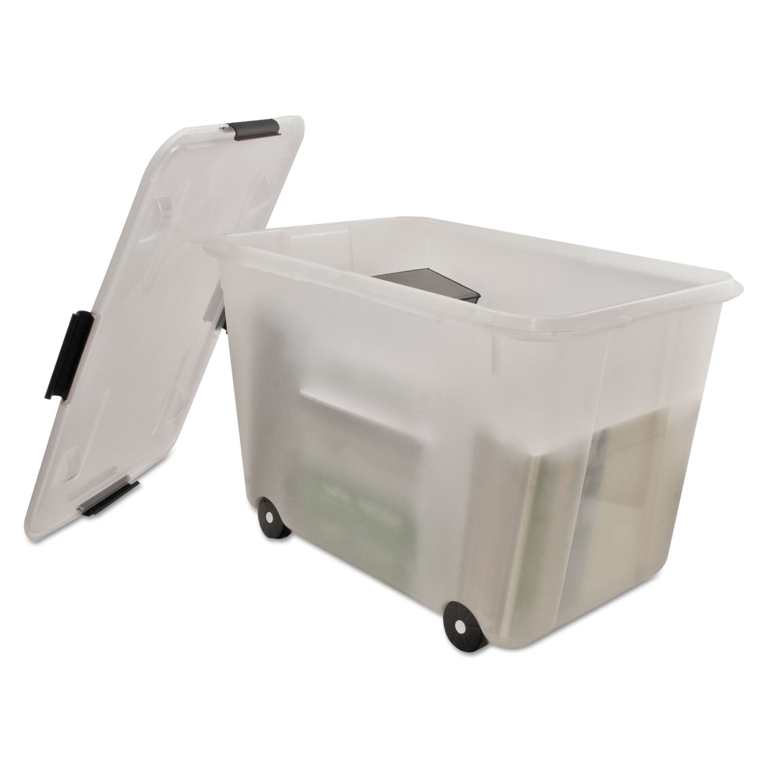 Advantus Rolling 15-Gal. Storage Box, Letter/Legal Files, 23.75" x 15.75" x 15.75", Clear (34009)