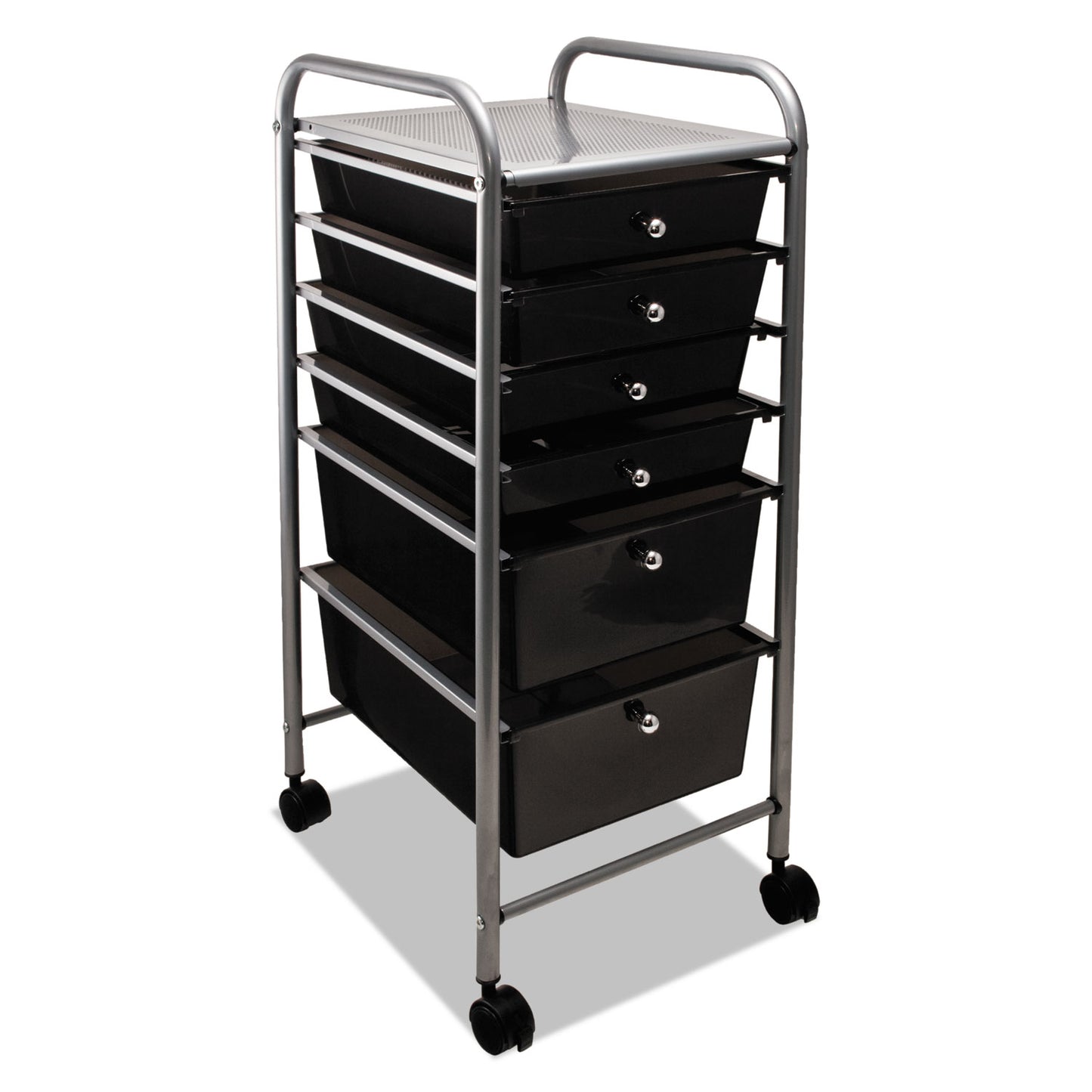 Advantus Portable Drawer Organizer, Metal, 1 Shelf, 6 Drawers, 13" x 15.38" x 32.13", Matte Gray/Smoke (34005)