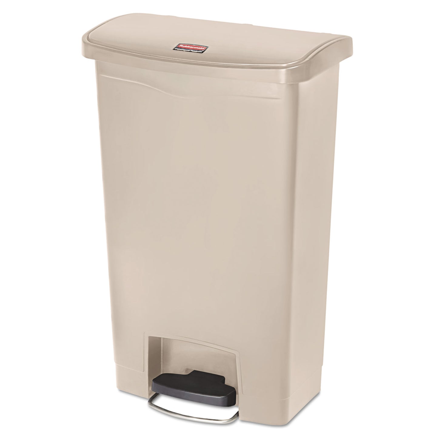 Rubbermaid Commercial Streamline Resin Step-On Container, Front Step Style, 13 gal, Polyethylene, Beige (1883458)