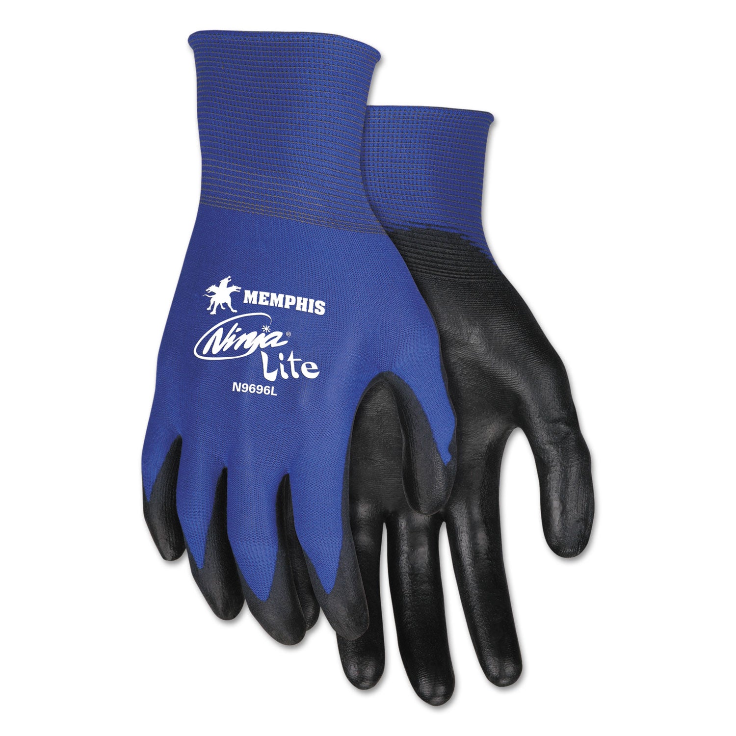 MCR Safety Ultra Tech TaCartonile Dexterity Work Gloves, Blue/Black, Large, Dozen (N9696L)