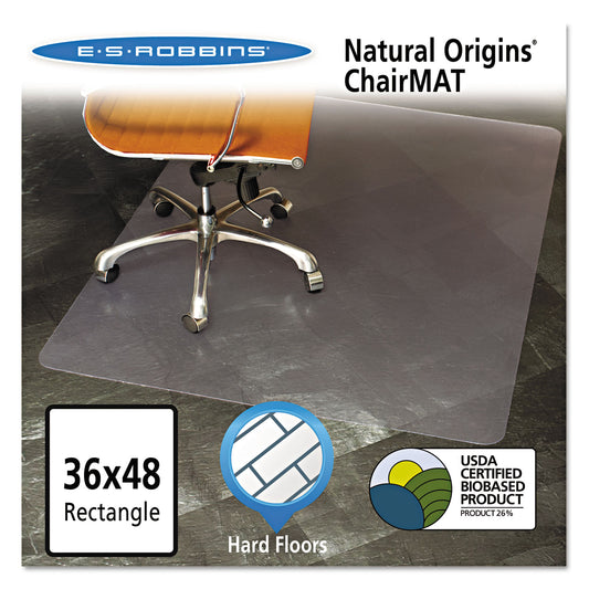 ES Robbins Natural Origins Chair Mat for Hard Floors, 36 x 48, Clear (143007)