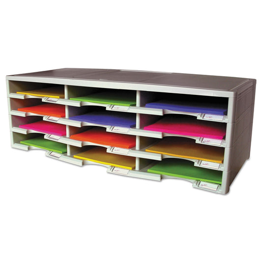 Storex Literature Organizer, 12 Compartments, 10.63 x 13.3 x 31.4, Gray (61601U01C)