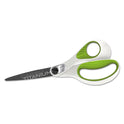 Westcott CarboTitanium Bonded Scissors, 8" Long, 3.25" Cut Length, Straight White/Green Handle (16447)