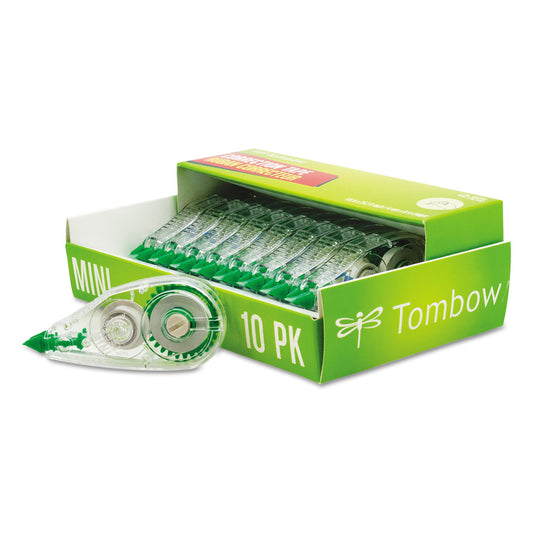 Tombow MONO Mini Correction Tape, Non-Refillable, Clear Applicator, 0.17" x 315", 10/Pack (68722)