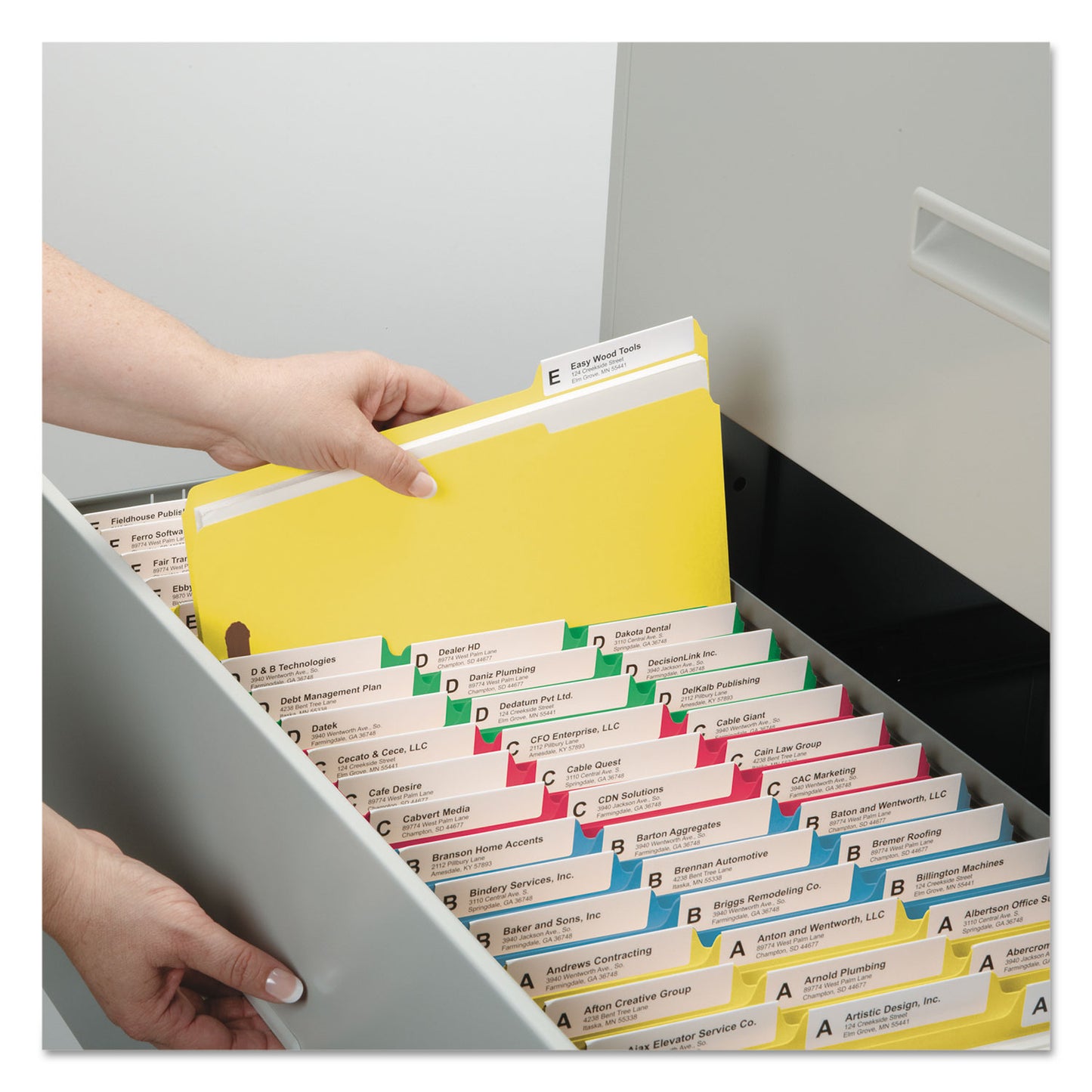 Smead Top Tab Colored Fastener Folders, 0.75" Expansion, 2 Fasteners, Letter Size, Assorted Colors, 50/Box (11975)