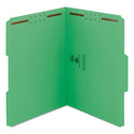 Smead Top Tab Colored Fastener Folders, 0.75" Expansion, 2 Fasteners, Letter Size, Green Exterior, 50/Box (12140)