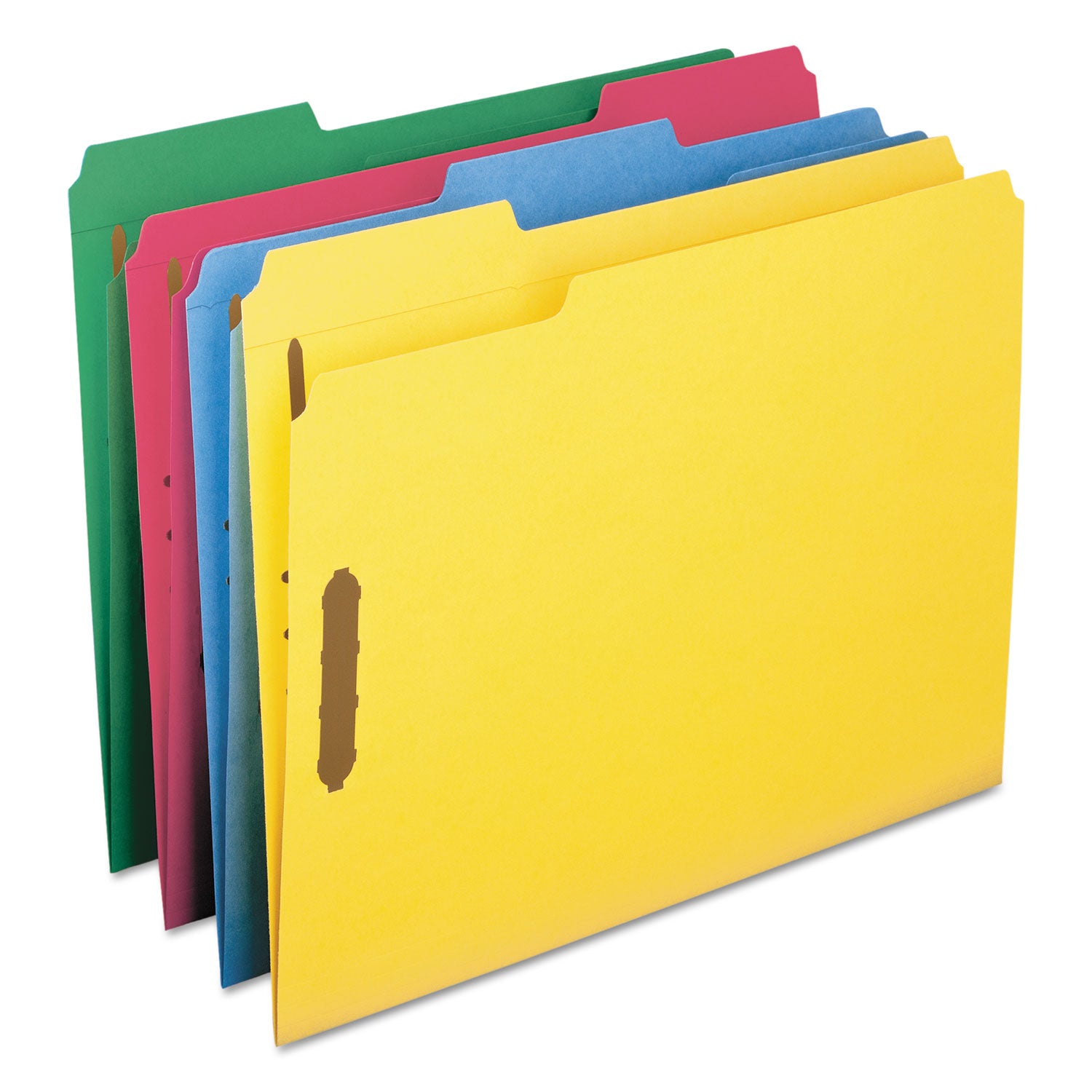 Smead Top Tab Colored Fastener Folders, 0.75" Expansion, 2 Fasteners, Letter Size, Assorted Colors, 50/Box (11975)