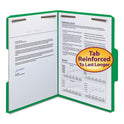 Smead Top Tab Colored Fastener Folders, 0.75" Expansion, 2 Fasteners, Letter Size, Green Exterior, 50/Box (12140)
