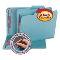 Smead Colored Pressboard Fastener Folders with SafeSHIELD Coated Fasteners, 2" Expansion, 2 Fasteners, Letter Size, Blue, 25/Box (14937)