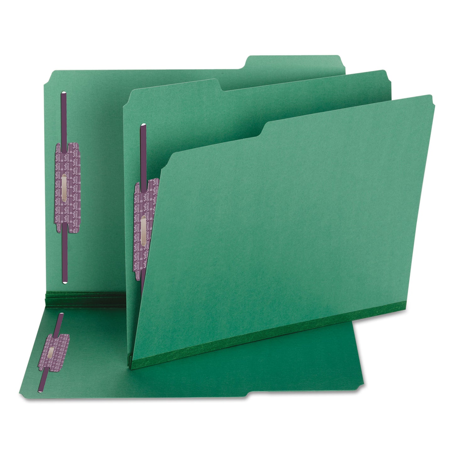 Smead Colored Pressboard Fastener Folders with SafeSHIELD Coated Fasteners, 2" Expansion, 2 Fasteners, Letter Size, Green, 25/Box (14938)