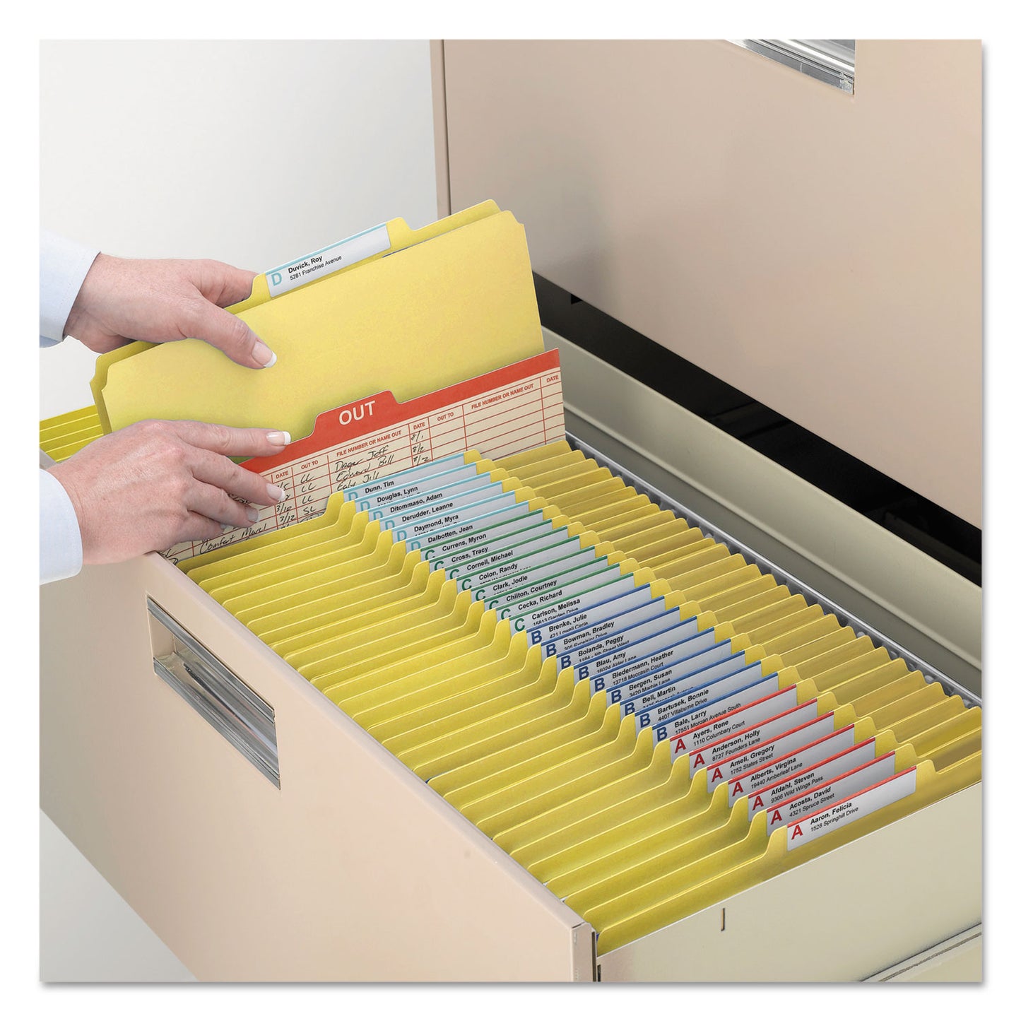 Smead Colored Pressboard Fastener Folders with SafeSHIELD Coated Fasteners, 2" Expansion, 2 Fasteners, Letter Size, Yellow, 25/Box (14939)
