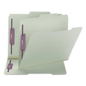 Smead Recycled Pressboard Folders, Two SafeSHIELD Coated Fasteners, 2/5-Cut: R of C, 2" Expansion, Letter Size, Gray-Green, 25/Box (14982)