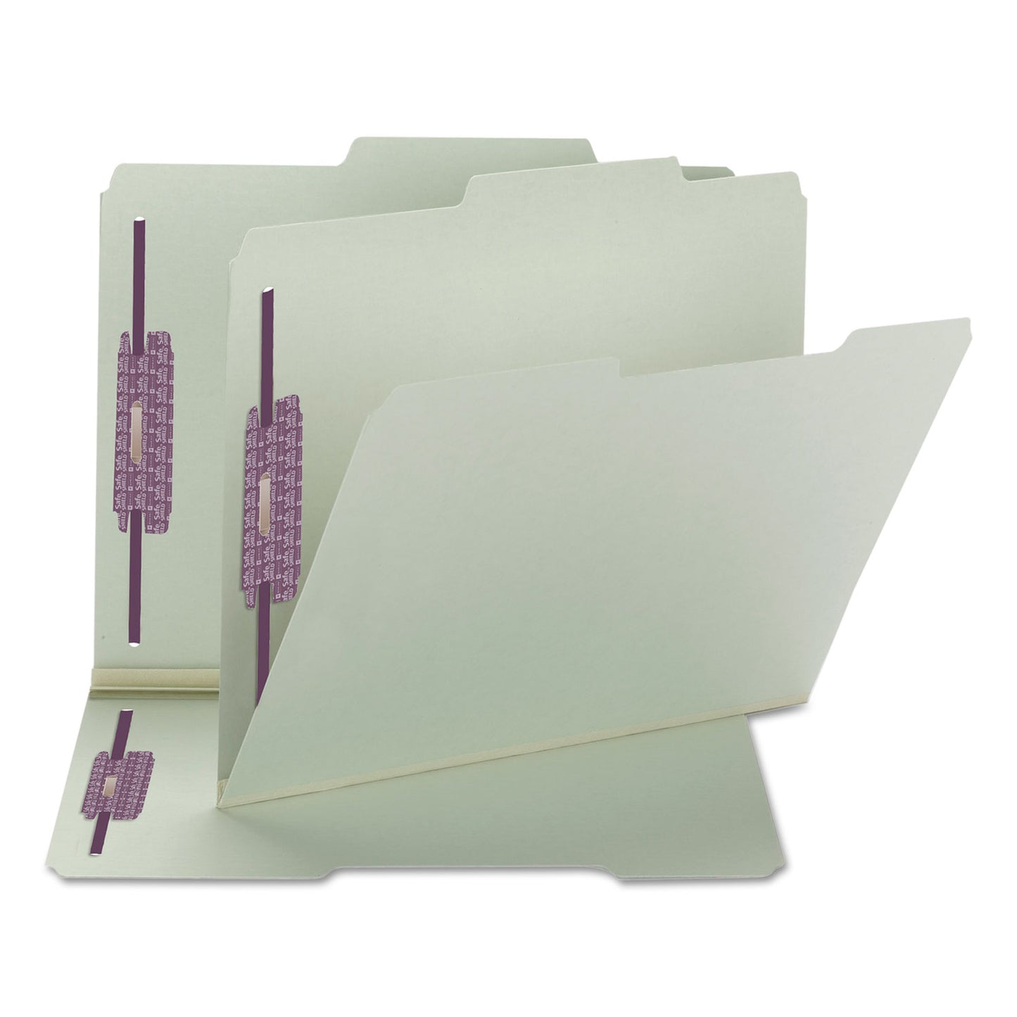 Smead Recycled Pressboard Folders, Two SafeSHIELD Coated Fasteners, 2/5-Cut: R of C, 2" Expansion, Letter Size, Gray-Green, 25/Box (14982)