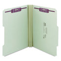 Smead Recycled Pressboard Folders, Two SafeSHIELD Coated Fasteners, 2/5-Cut: R of C, 2" Expansion, Letter Size, Gray-Green, 25/Box (14982)