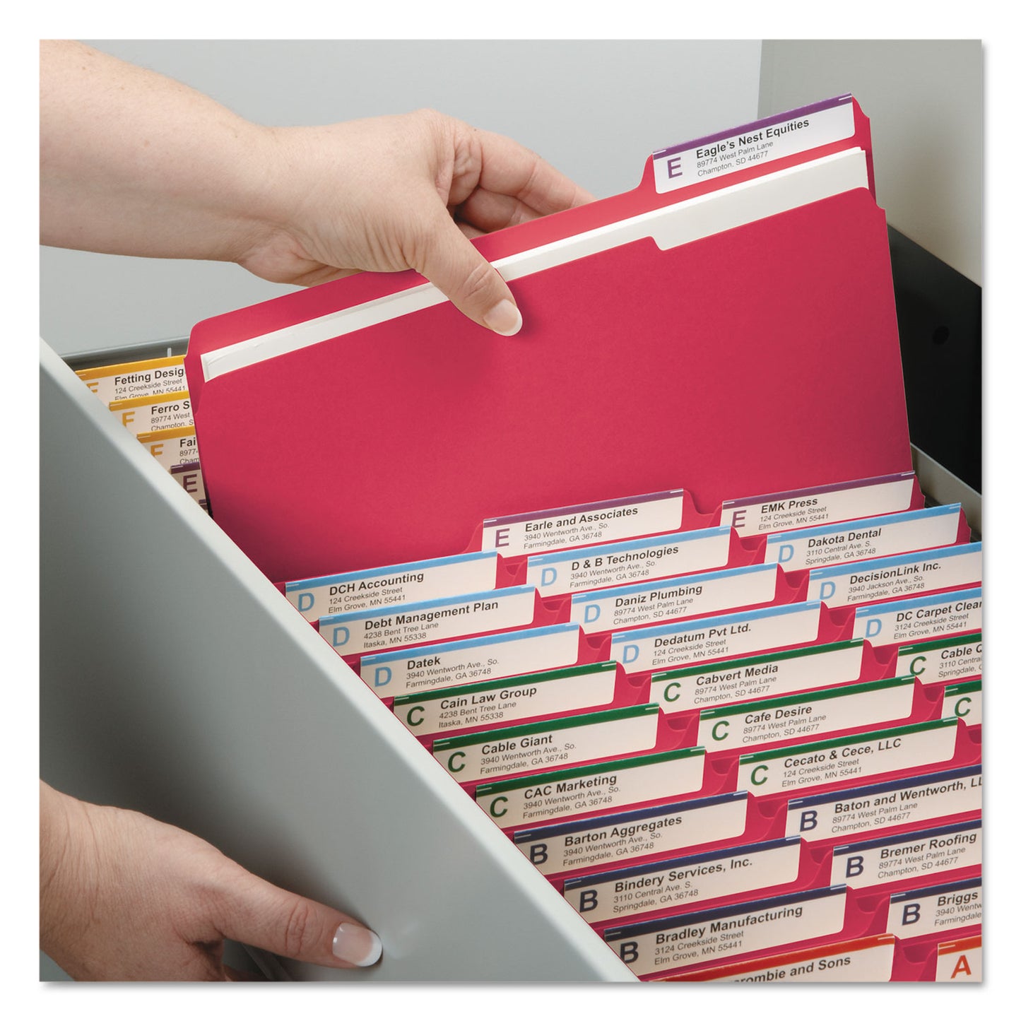 Smead Colored Pressboard Fastener Folders with SafeSHIELD Fasteners, 2" Expansion, 2 Fasteners, Letter Size, Bright Red, 25/Box (14936)
