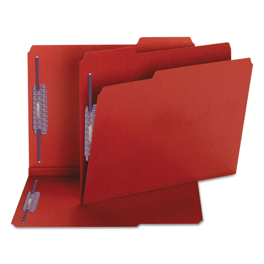 Smead Colored Pressboard Fastener Folders with SafeSHIELD Fasteners, 2" Expansion, 2 Fasteners, Letter Size, Bright Red, 25/Box (14936)