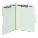 Smead SuperTab Pressboard Fastener Folders with Two SafeSHIELD Fasteners, 2" Expansion, Letter Size, Gray-Green, 25/Box (14981)