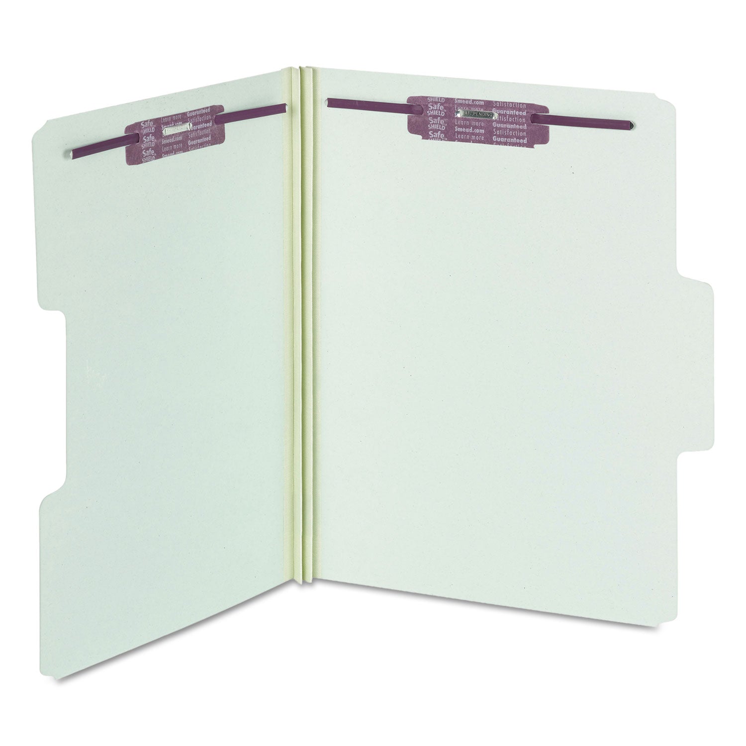 Smead SuperTab Pressboard Fastener Folders with Two SafeSHIELD Fasteners, 2" Expansion, Letter Size, Gray-Green, 25/Box (14981)