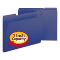 Smead Expanding Recycled Heavy Pressboard Folders, 1/3-Cut Tabs: Assorted, Letter Size, 1" Expansion, Dark Blue, 25/Box (21541)