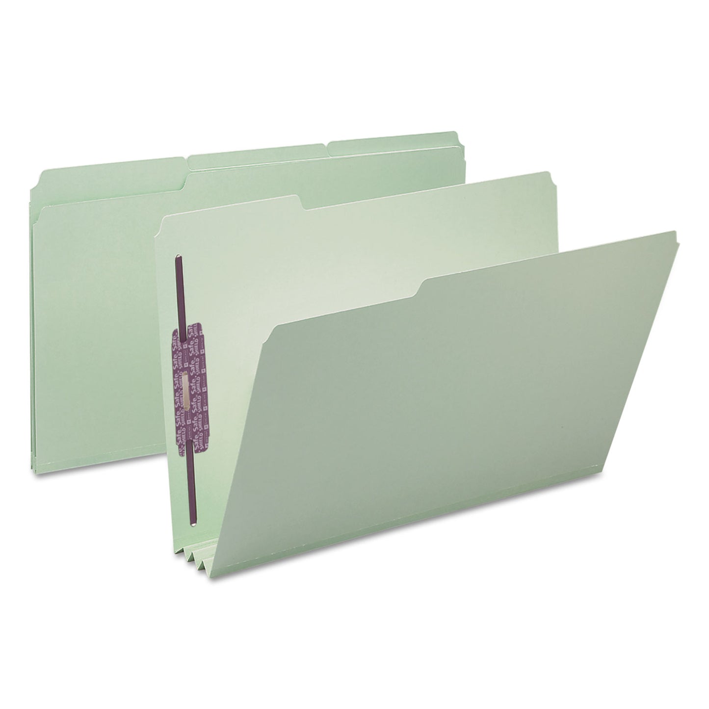 Smead Recycled Pressboard Fastener Folders, 1/3-Cut Tabs, Two SafeSHIELD Fasteners, 3" Expansion, Legal Size, Gray-Green, 25/Box (19944)
