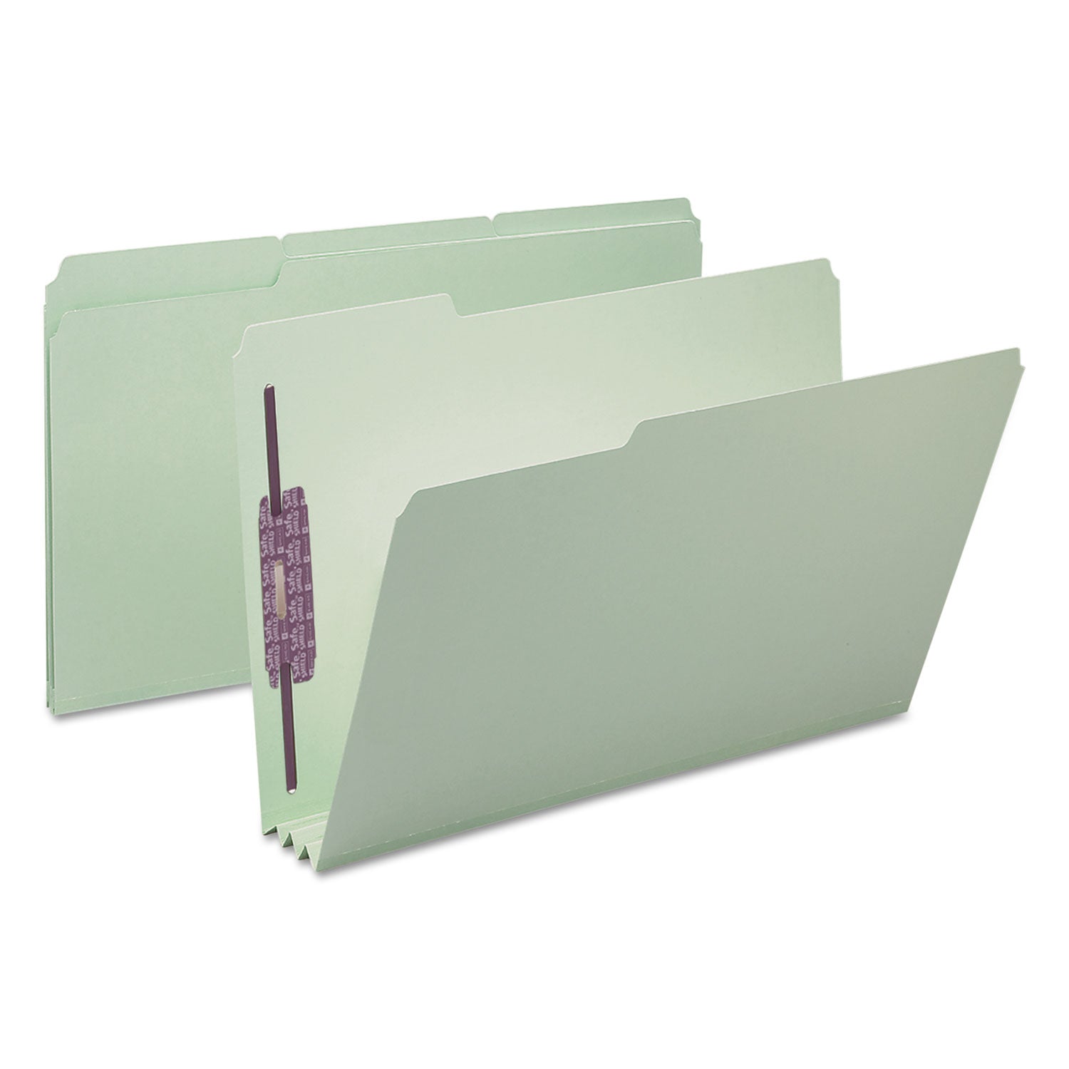 Smead Recycled Pressboard Fastener Folders, 1/3-Cut Tabs, Two SafeSHIELD Fasteners, 3" Expansion, Legal Size, Gray-Green, 25/Box (19944)