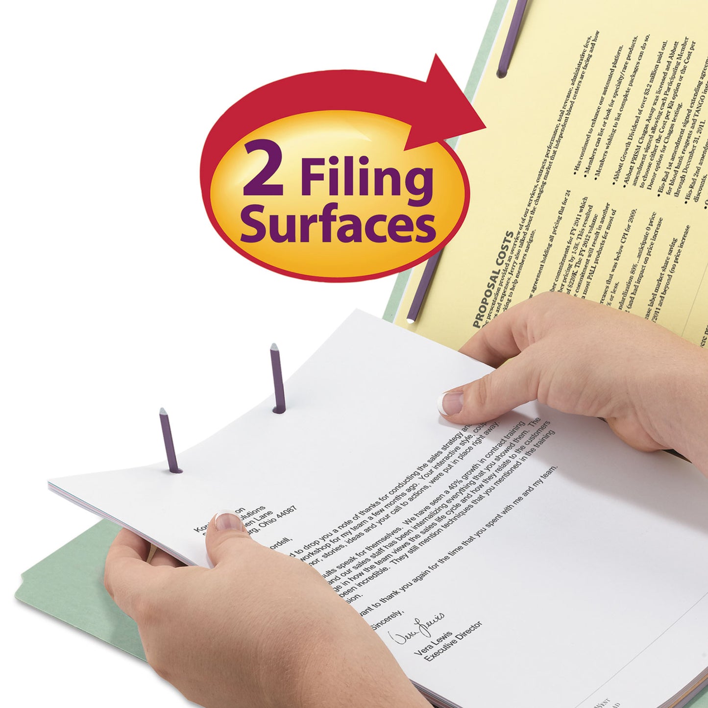 Smead Recycled Pressboard Fastener Folders, 1/3-Cut Tabs, Two SafeSHIELD Fasteners, 3" Expansion, Legal Size, Gray-Green, 25/Box (19944)