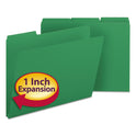 Smead Expanding Recycled Heavy Pressboard Folders, 1/3-Cut Tabs: Assorted, Letter Size, 1" Expansion, Green, 25/Box (21546)