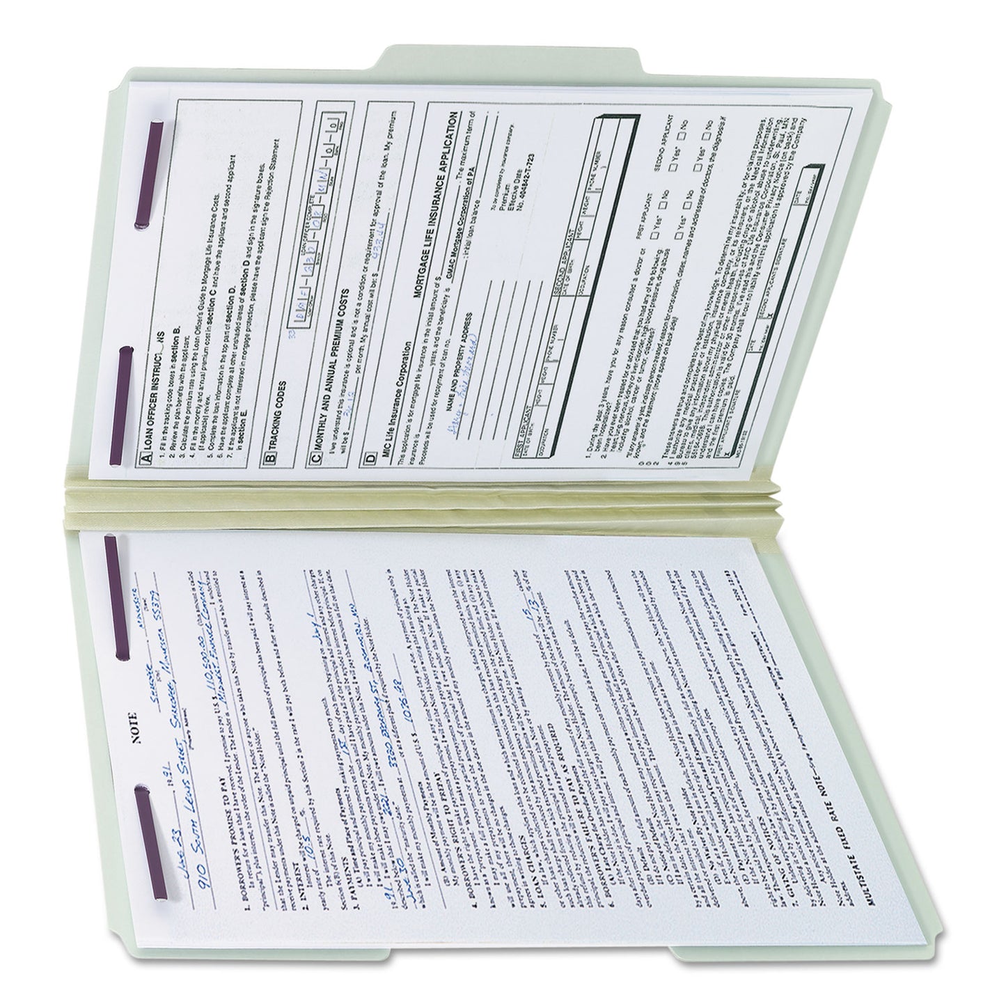 Smead Recycled Pressboard Fastener Folders, 1/3-Cut Tabs, Two SafeSHIELD Fasteners, 3" Expansion, Legal Size, Gray-Green, 25/Box (19944)