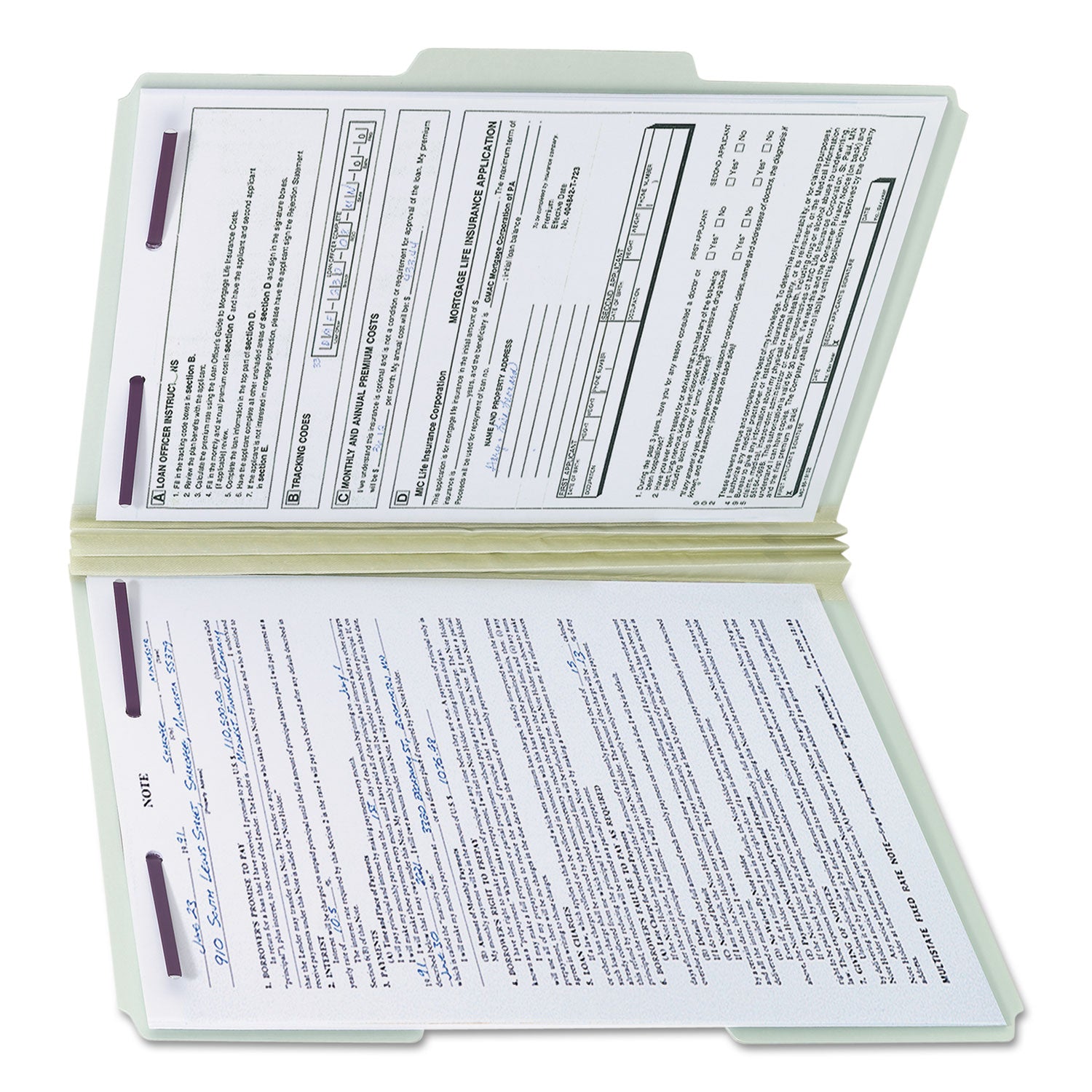 Smead Recycled Pressboard Fastener Folders, 1/3-Cut Tabs, Two SafeSHIELD Fasteners, 3" Expansion, Legal Size, Gray-Green, 25/Box (19944)