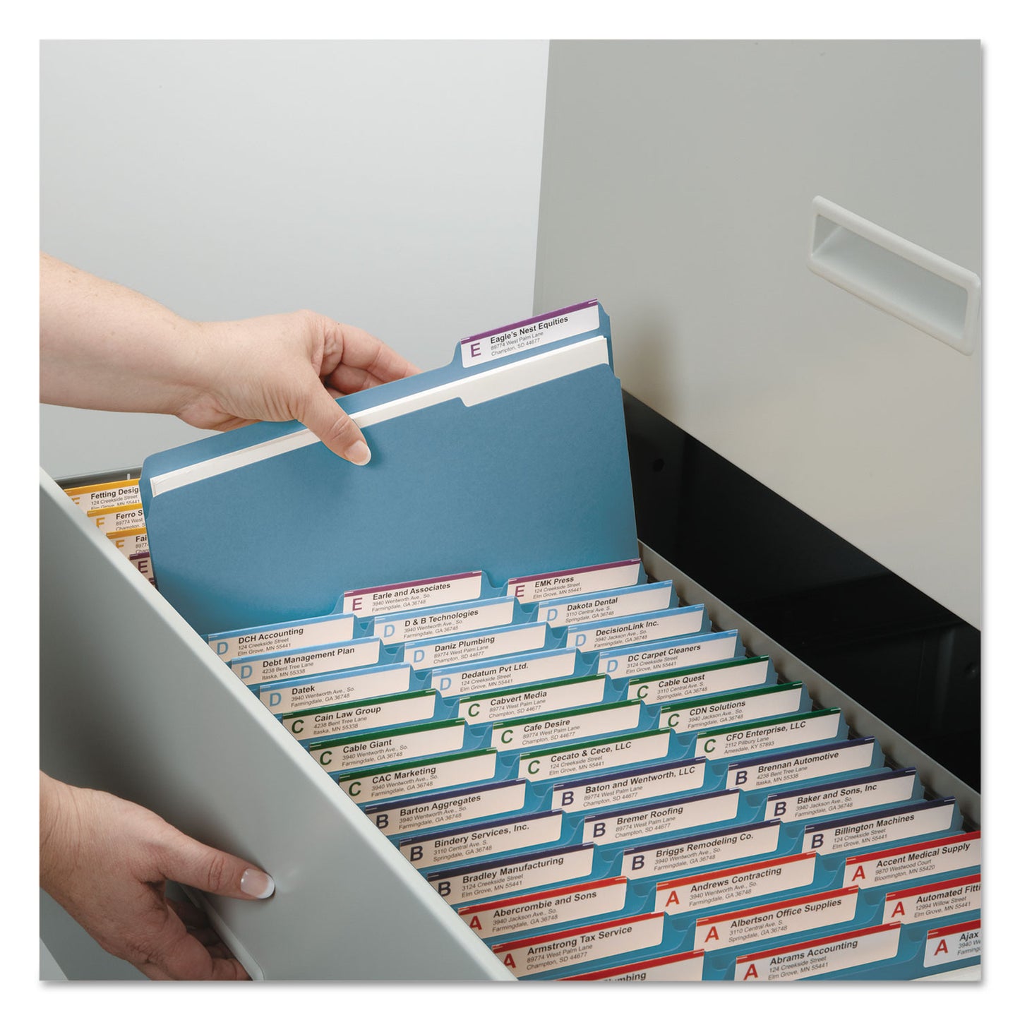 Smead Expanding Recycled Heavy Pressboard Folders, 1/3-Cut Tabs: Assorted, Letter Size, 1" Expansion, Blue, 25/Box (21530)