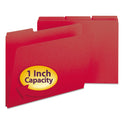 Smead Expanding Recycled Heavy Pressboard Folders, 1/3-Cut Tabs: Assorted, Letter Size, 1" Expansion, Bright Red, 25/Box (21538)