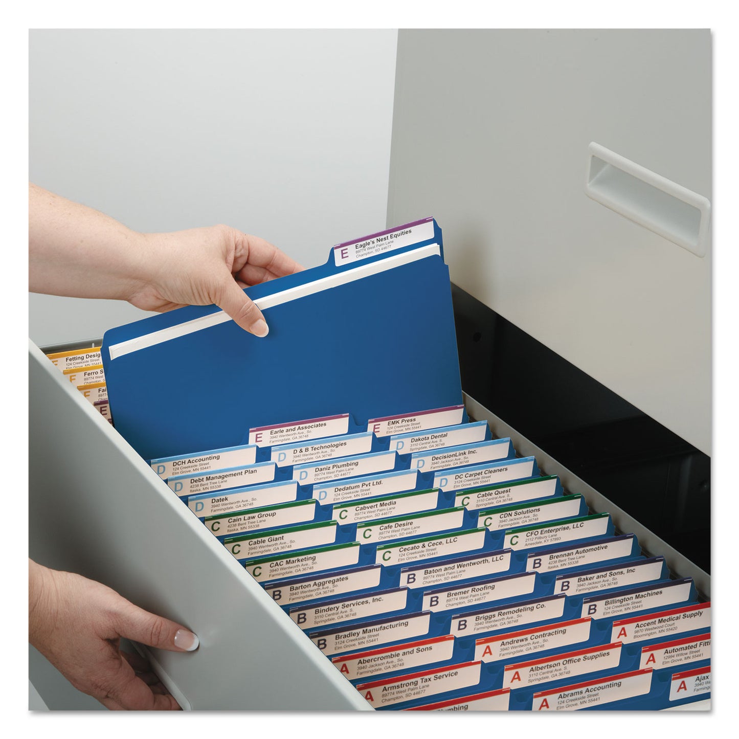 Smead Expanding Recycled Heavy Pressboard Folders, 1/3-Cut Tabs: Assorted, Letter Size, 1" Expansion, Dark Blue, 25/Box (21541)