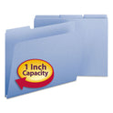 Smead Expanding Recycled Heavy Pressboard Folders, 1/3-Cut Tabs: Assorted, Letter Size, 1" Expansion, Blue, 25/Box (21530)