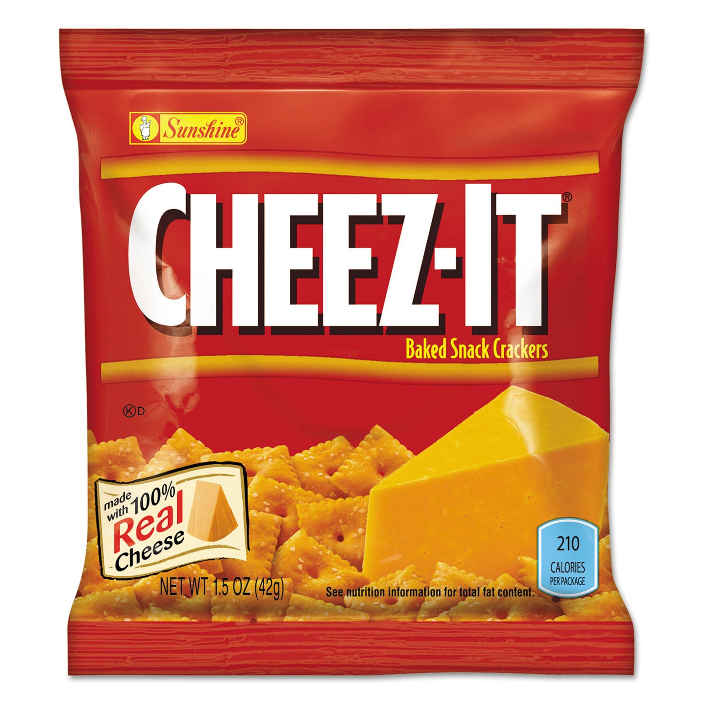 Sunshine Cheez-it Crackers, 1.5 oz Bag, Reduced Fat, 60/Carton (122264)