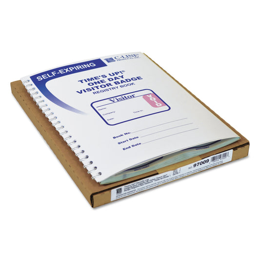 C-Line Time's Up Self-Expiring Visitor Badges with Registry Log, 3 x 2, White, 150 Badges/Box (97009)