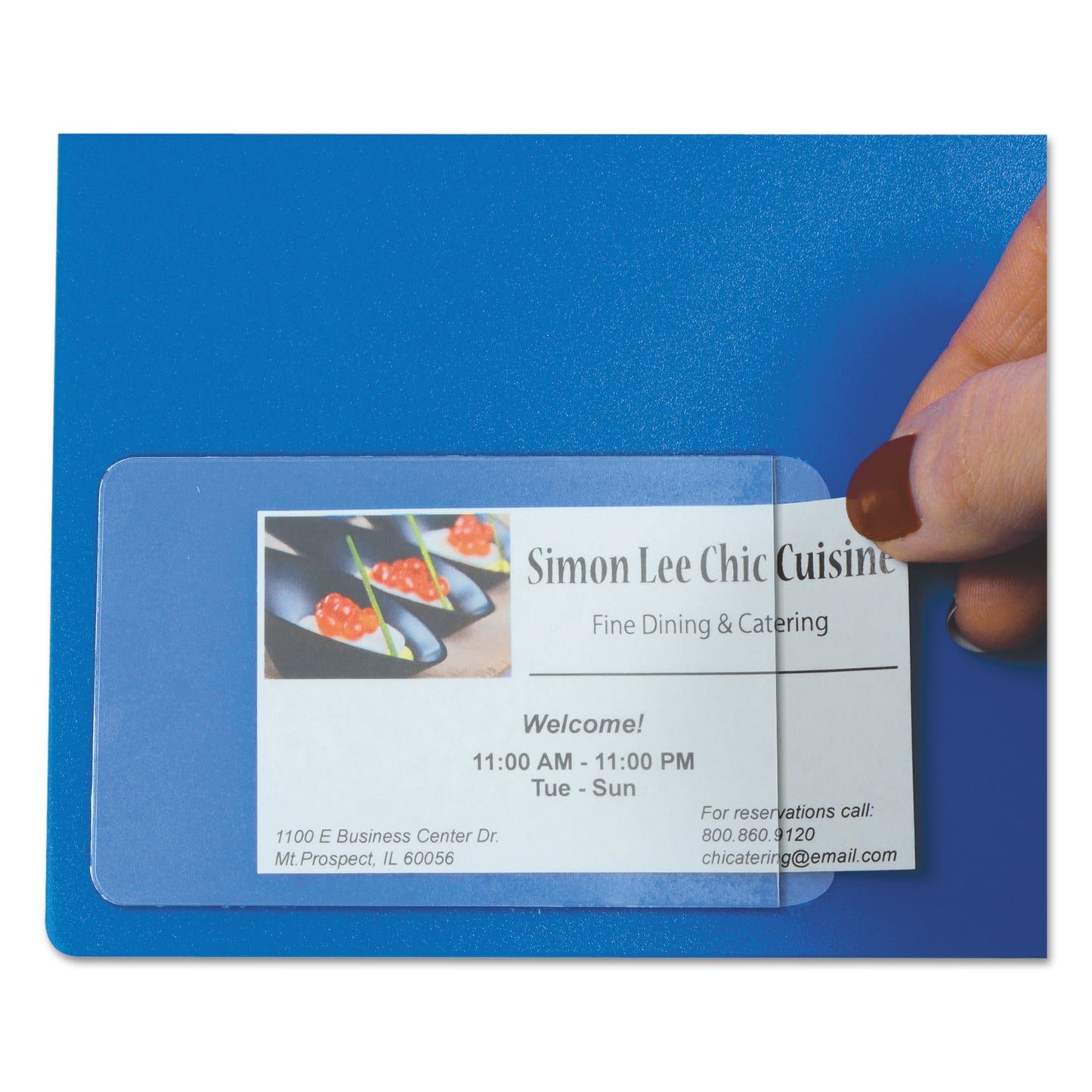 C-Line Self-Adhesive Business Card Holders, Side Load, 2 x 3.5, Clear, 10/Pack (70238)