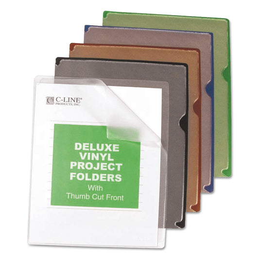 C-Line Deluxe Vinyl Project Folders, Letter Size, Assorted Colors, 35/Box (62150)