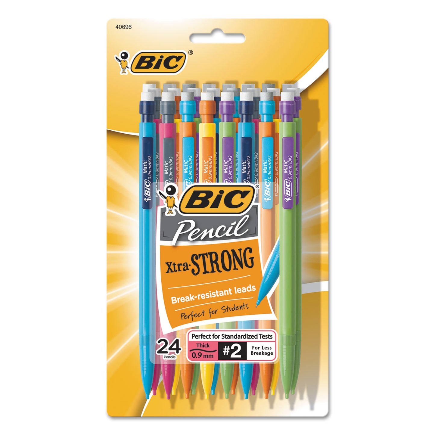 BIC Xtra-Strong Mechanical Pencil Value Pack, 0.9 mm, HB (#2), Black Lead, Assorted Barrel Colors, 24/Pack (MPLWP241)