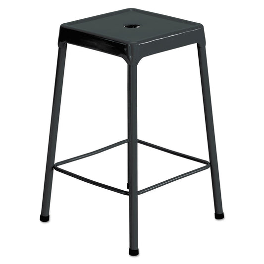 Safco Counter-Height Steel Stool, Backless, Supports Up to 250 lb, 25" Seat Height, Black (6605BL)